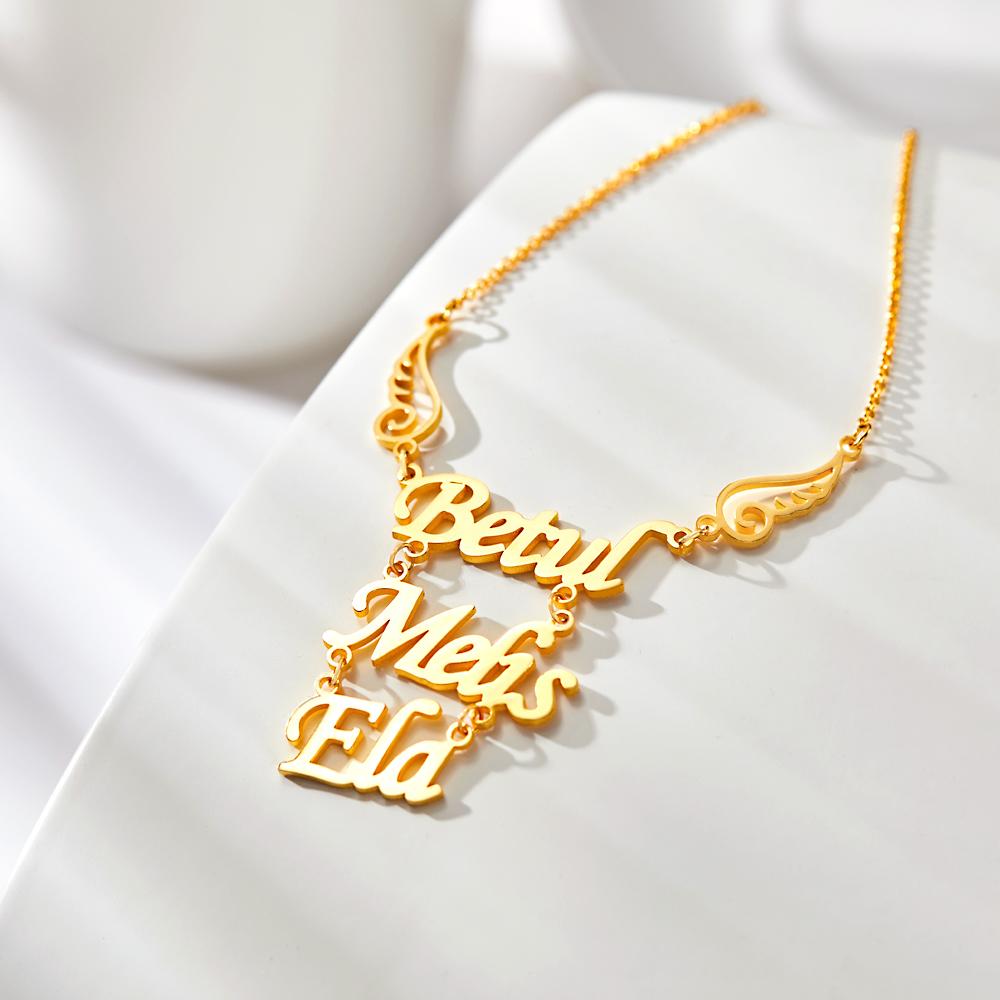 Personalized Memorial Name Necklace Angel Wings