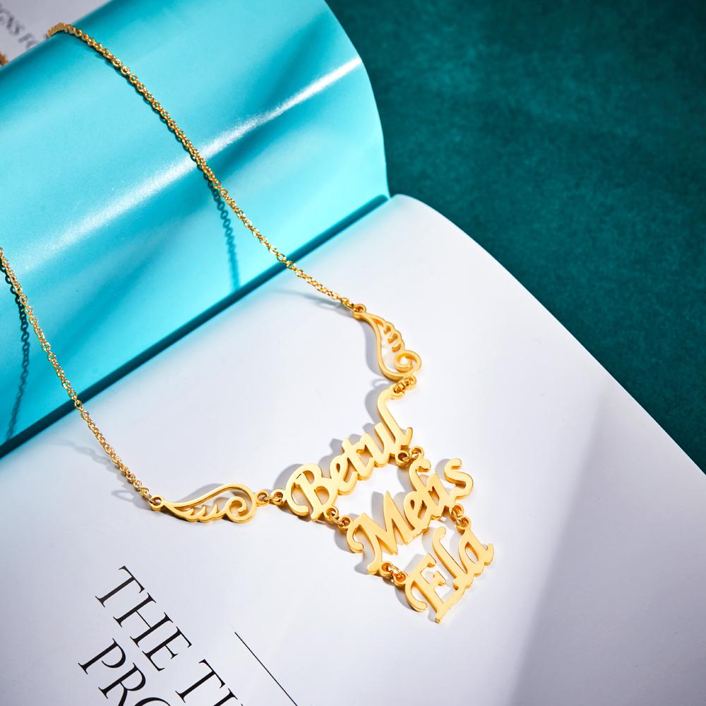 Personalized Memorial Name Necklace Angel Wings