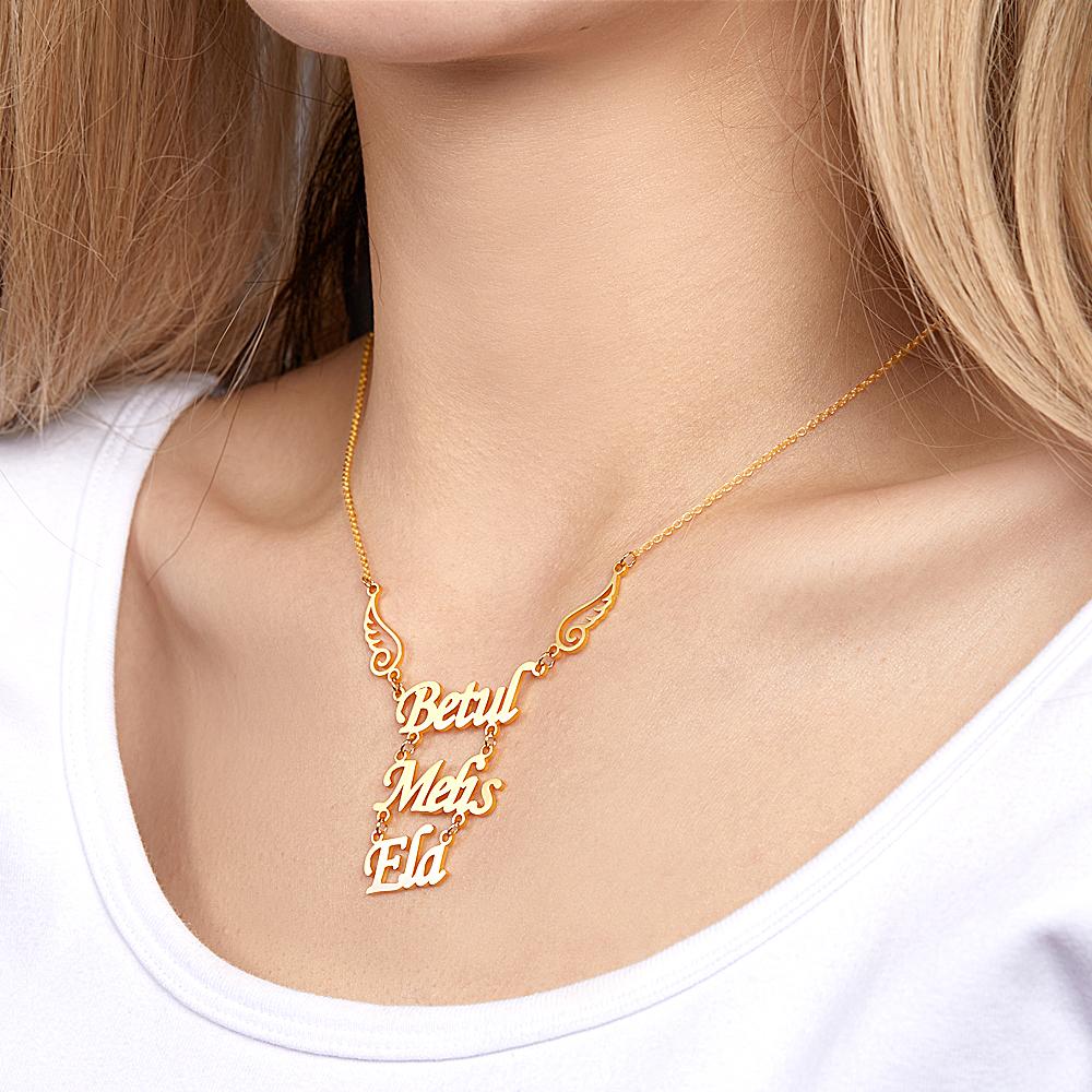 Personalized Memorial Name Necklace Angel Wings