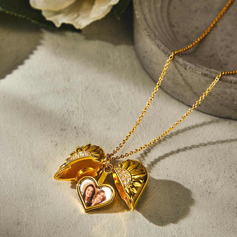 You Are My Sunshine - Personalized Photo Engraved Necklace Sunflower