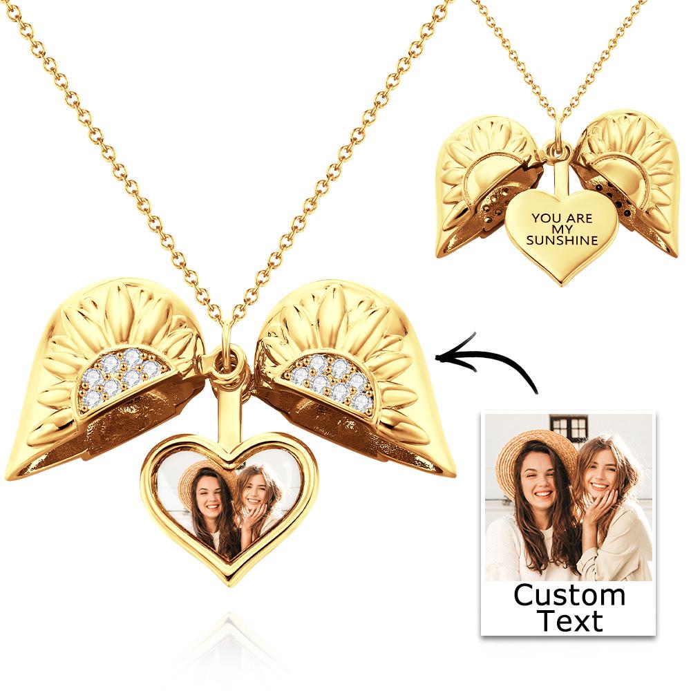 You Are My Sunshine - Personalized Photo Engraved Necklace Sunflower