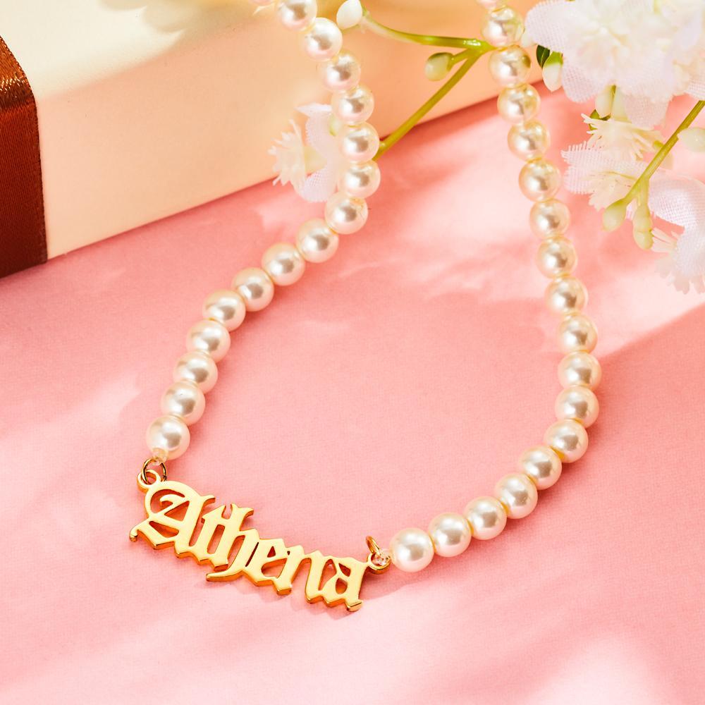Pearl Necklace with Name - Personalized Necklace