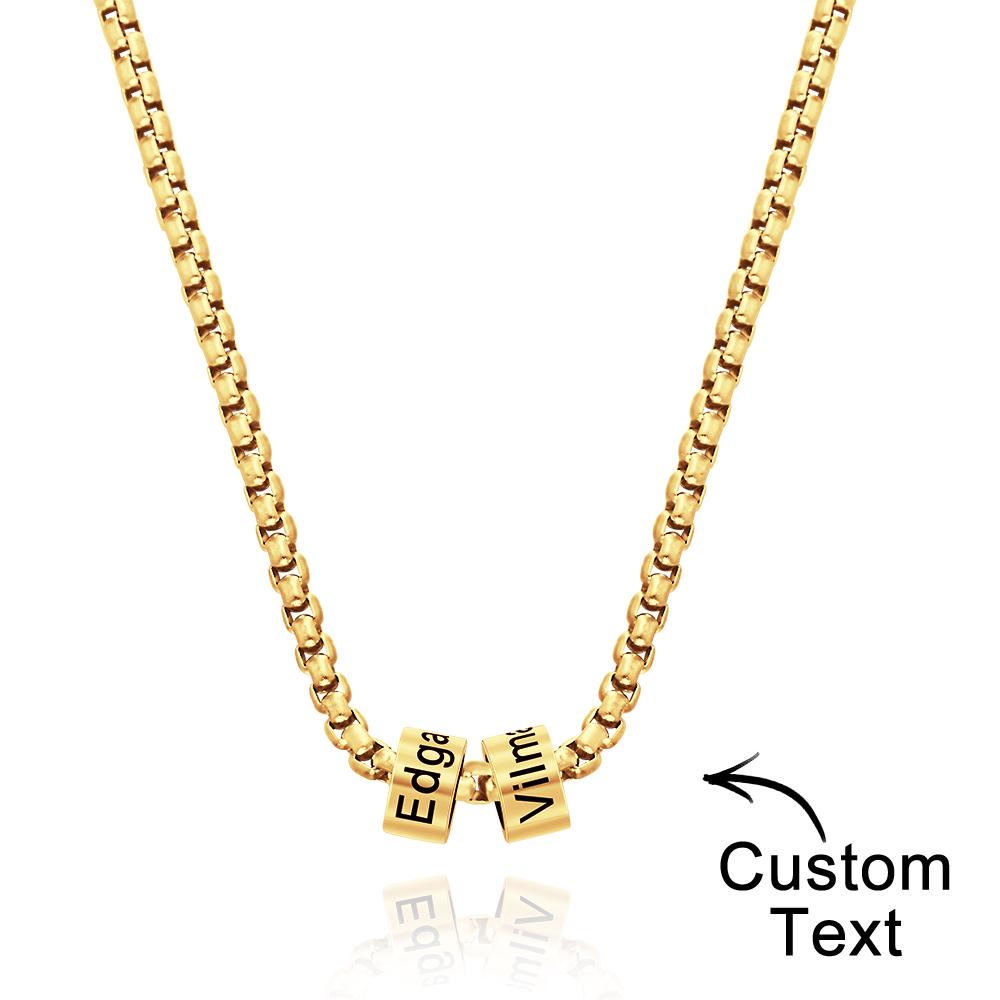Personalized Bead Collarbone Chain Engraved Charm