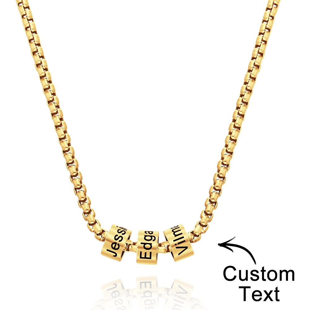 Personalized Bead Collarbone Chain Engraved Charm