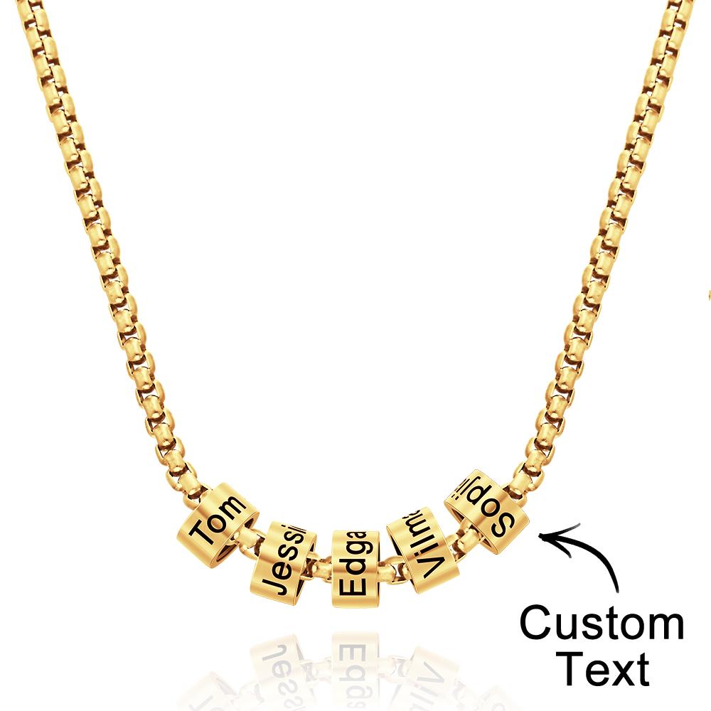Personalized Bead Collarbone Chain Engraved Charm