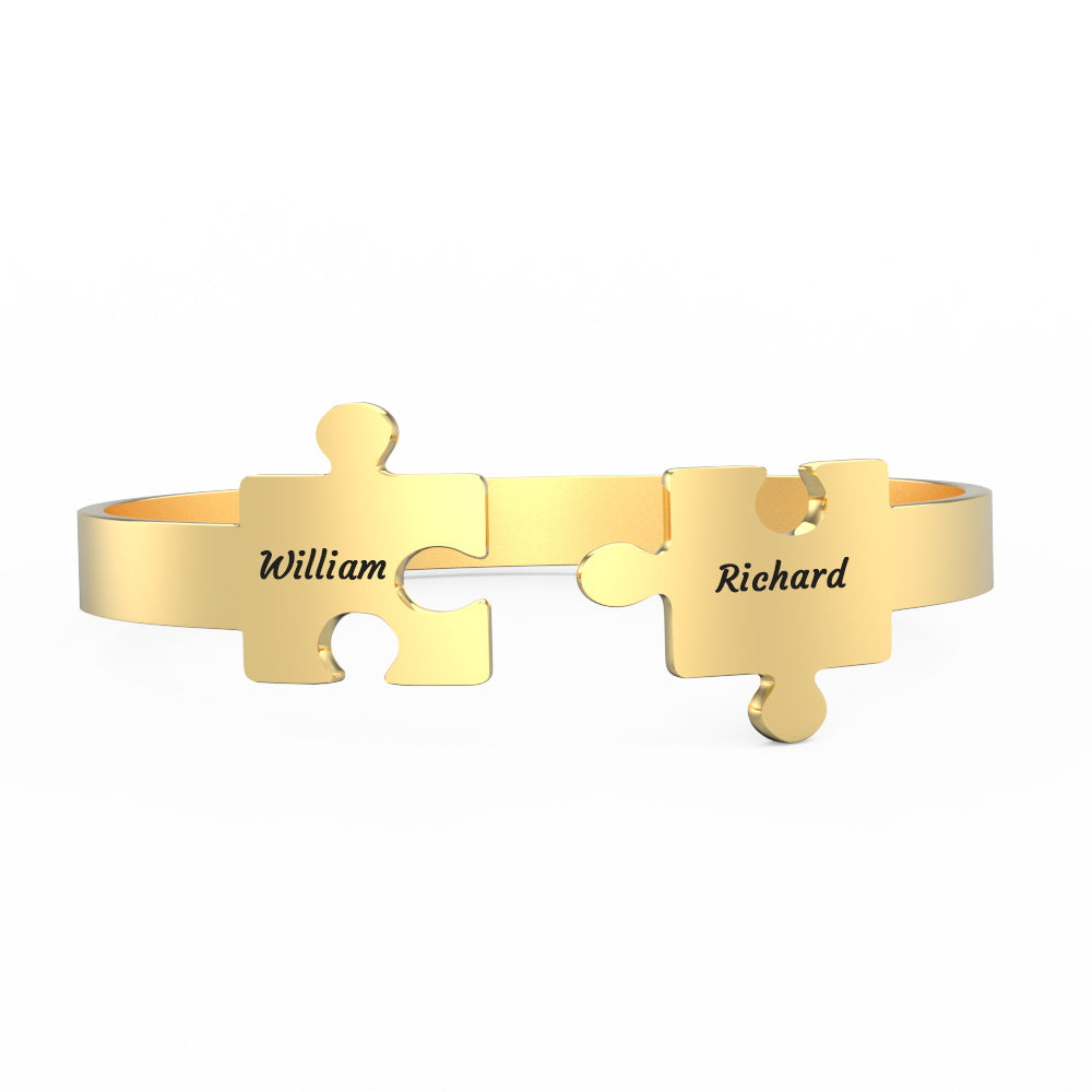 You Complete Me - Personalized Couple Engraved Promise Bracelet Puzzle