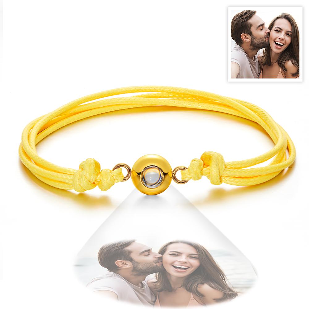 Weave Style Colorful Custom Projection Photo Charm - Personalized Projection Photo Bracelet