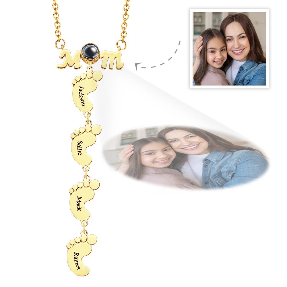 Personalized Feet Projection Engraved Charm - Gift for mom, who lost a loved one