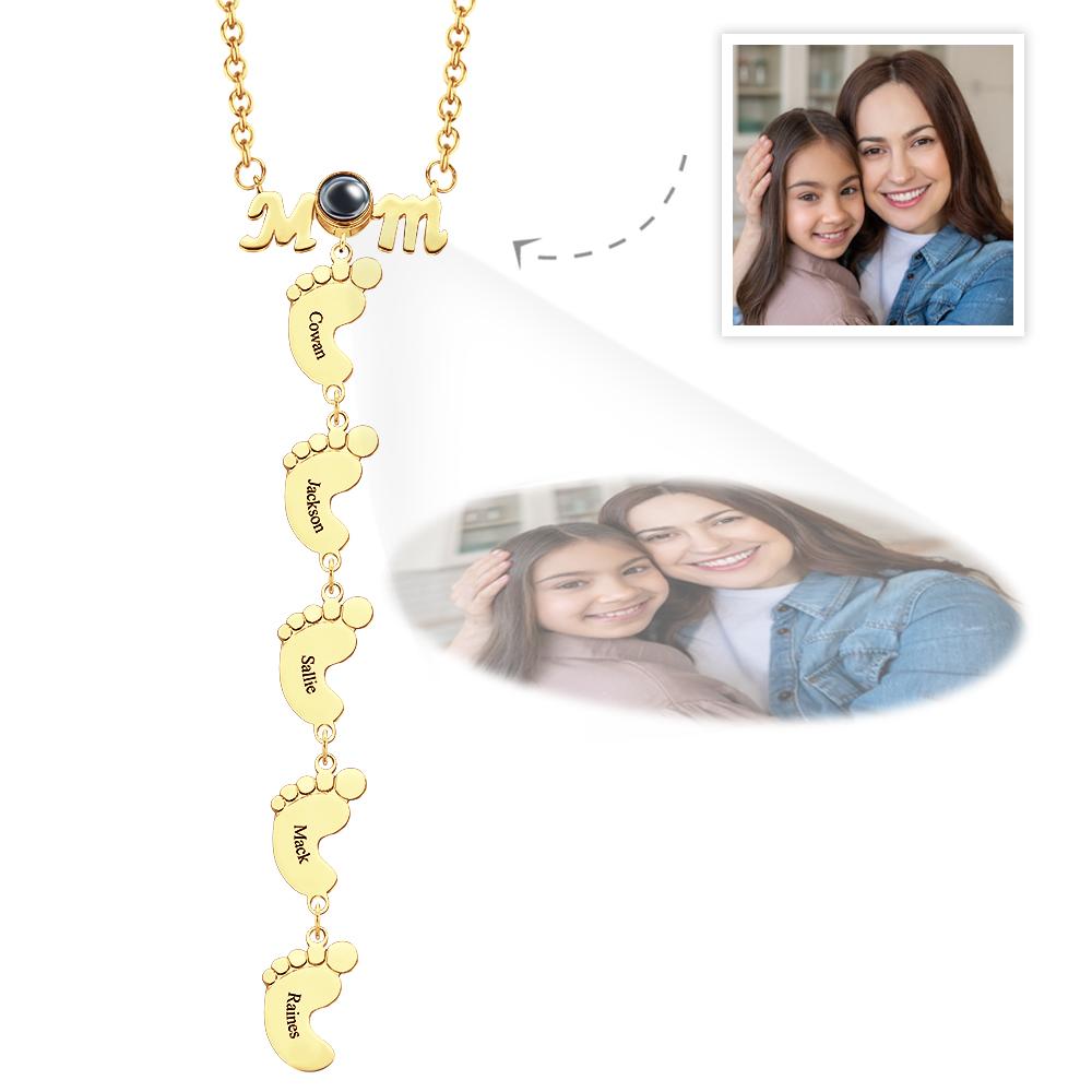 Personalized Feet Projection Engraved Charm - Gift for mom, who lost a loved one