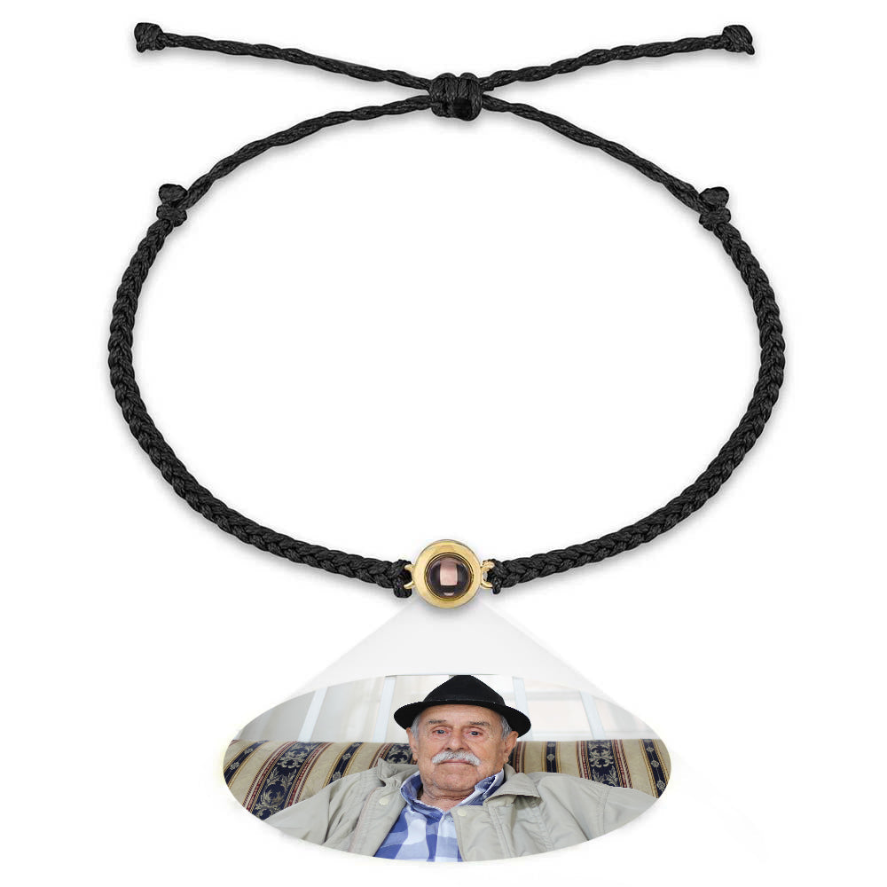 Personalized Braided Black Rope Photo Projection Charm