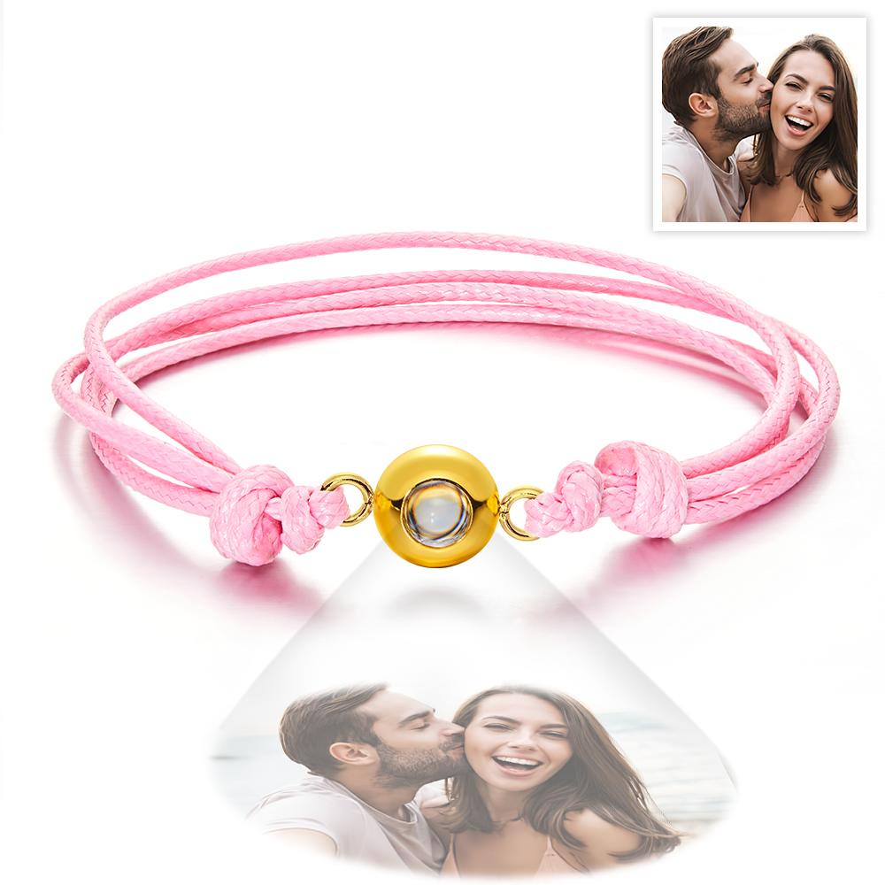 Weave Style Colorful Custom Projection Photo Charm - Personalized Projection Photo Bracelet