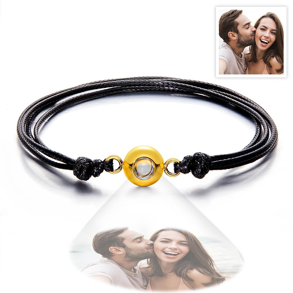 Weave Style Colorful Custom Projection Photo Charm - Personalized Projection Photo Bracelet