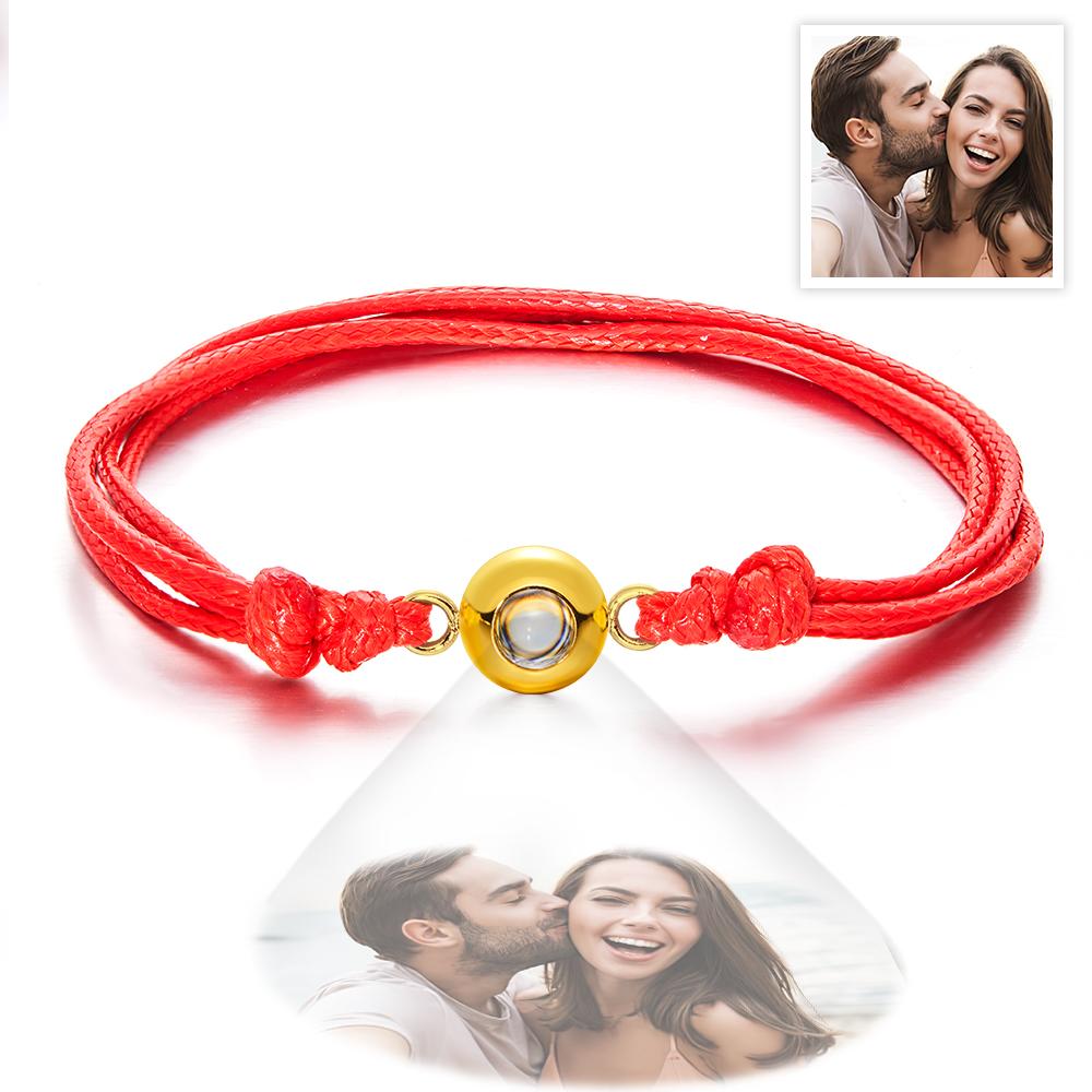 Weave Style Colorful Custom Projection Photo Charm - Personalized Projection Photo Bracelet