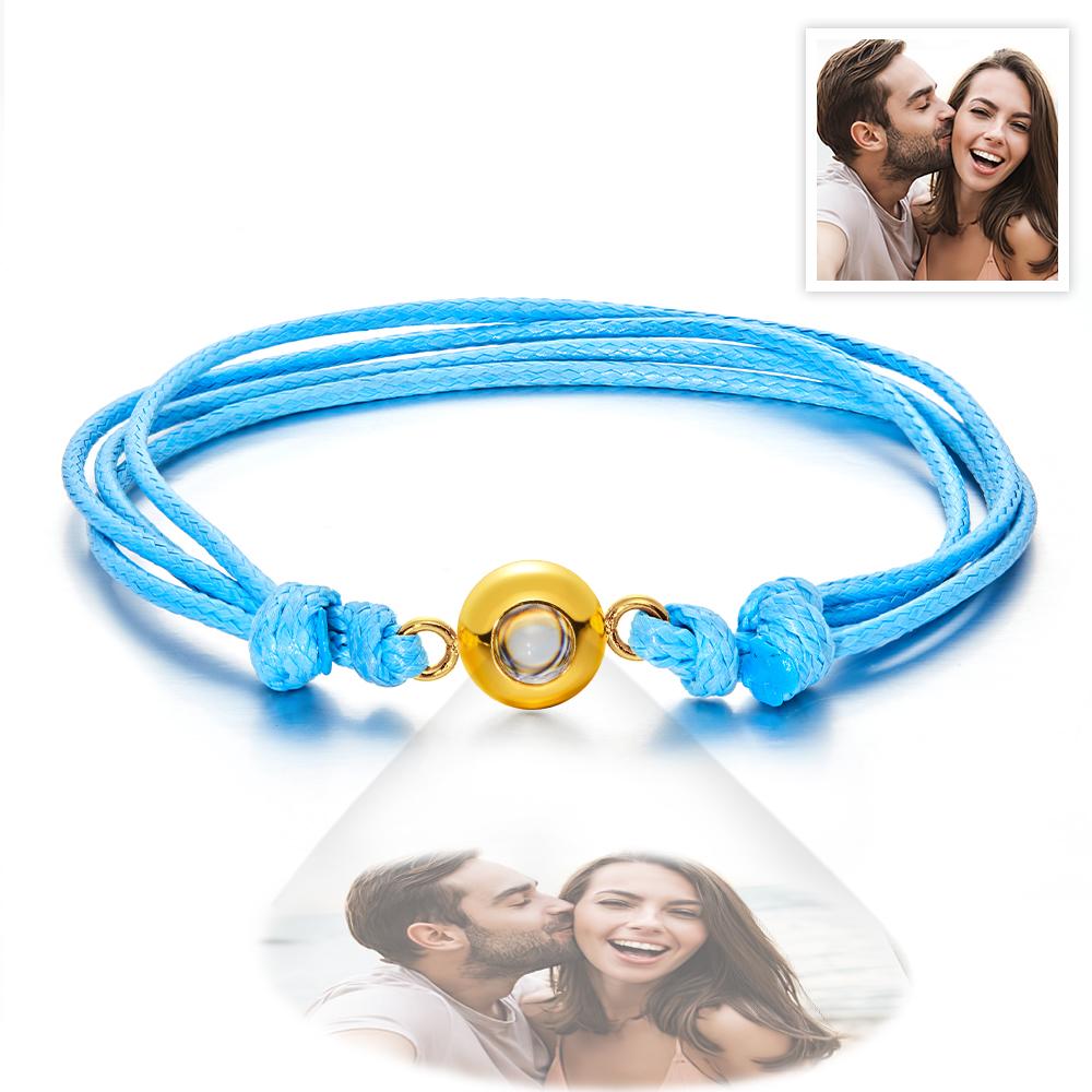 Weave Style Colorful Custom Projection Photo Charm - Personalized Projection Photo Bracelet