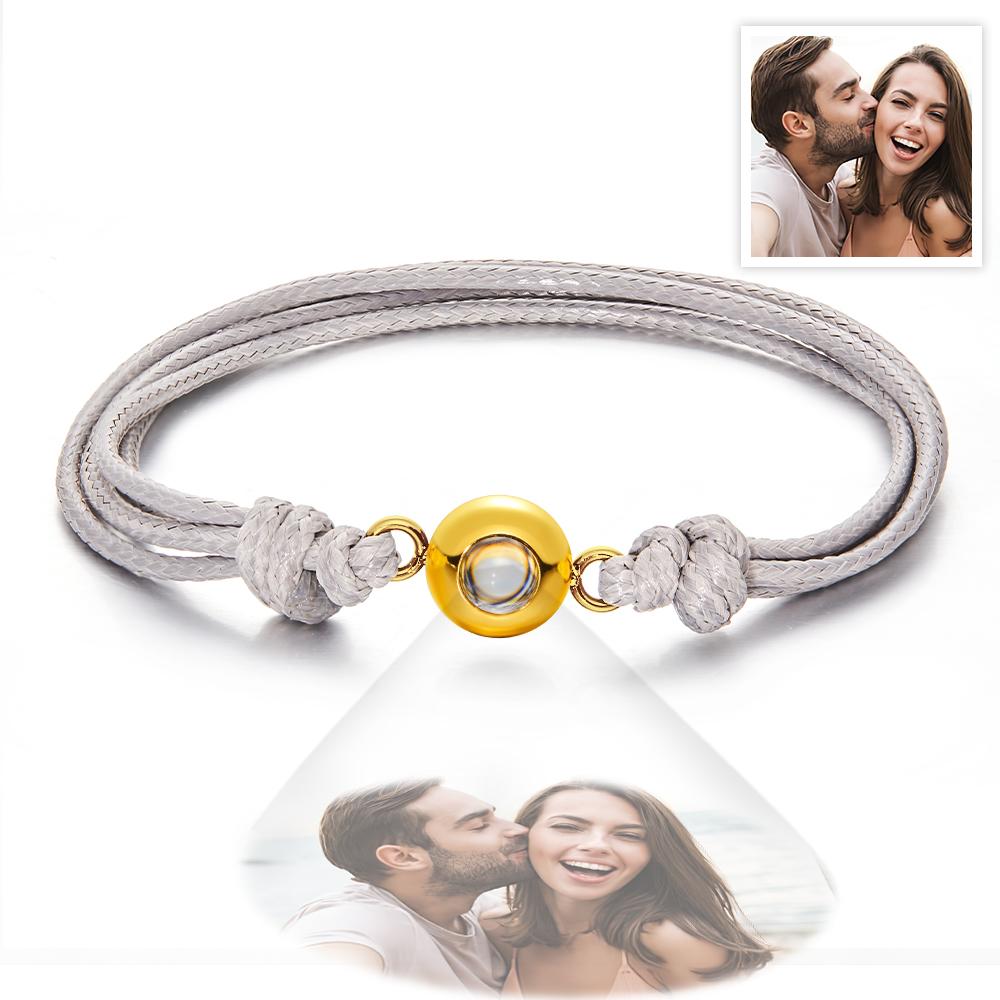 Weave Style Colorful Custom Projection Photo Charm - Personalized Projection Photo Bracelet