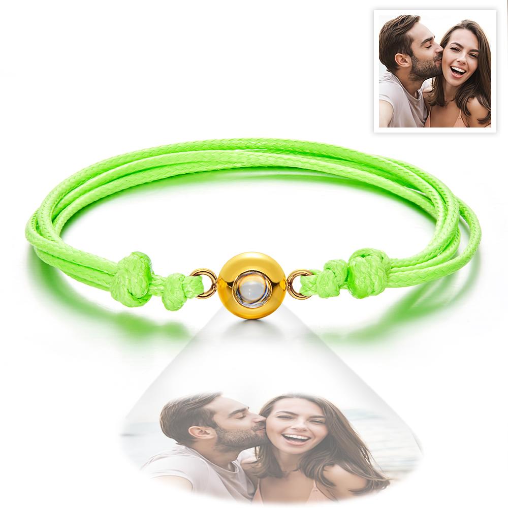 Weave Style Colorful Custom Projection Photo Charm - Personalized Projection Photo Bracelet