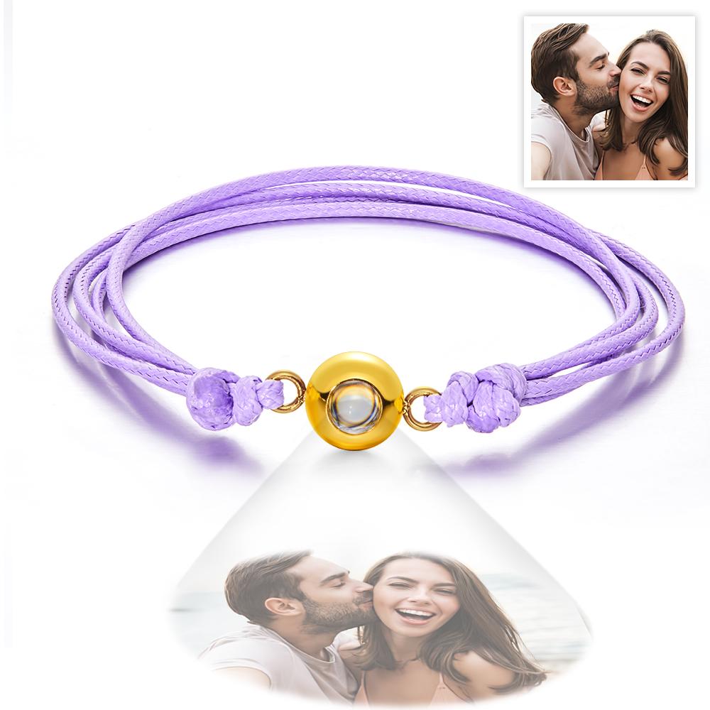 Weave Style Colorful Custom Projection Photo Charm - Personalized Projection Photo Bracelet