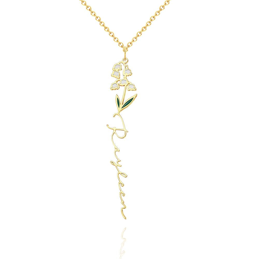 Personalized Name Birth Month Colorful Flower Necklace
