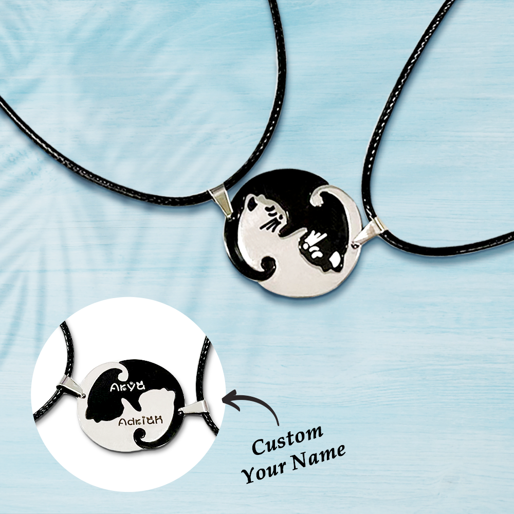 Matching Cat - Personalized Couple Matching Cat Necklace