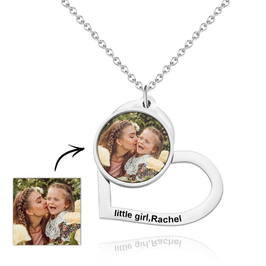 My Little Daughter - Personalized Mother Photo Engraved Necklace