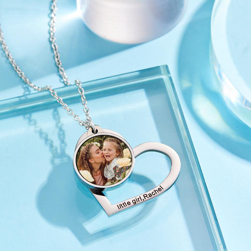 My Little Daughter - Personalized Mother Photo Engraved Necklace