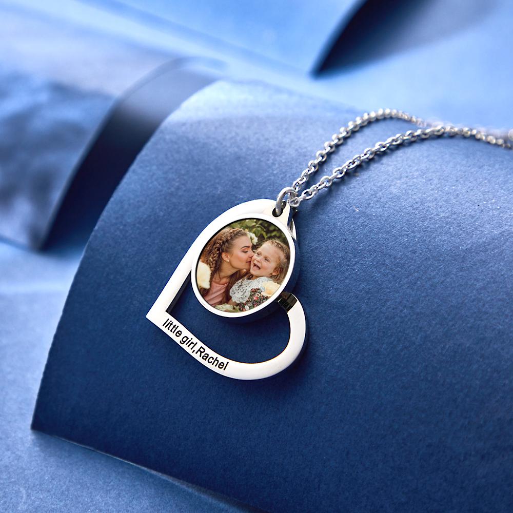 My Little Daughter - Personalized Mother Photo Engraved Necklace