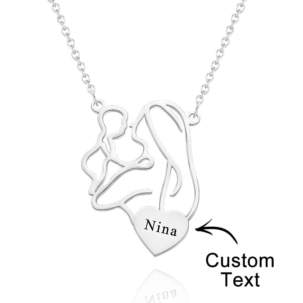 Mother's Love - Personalized Mother Engraved Mom Baby Necklace