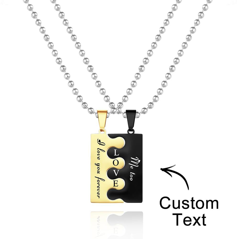 Personalized Couple Engraved Love Puzzle Pendant