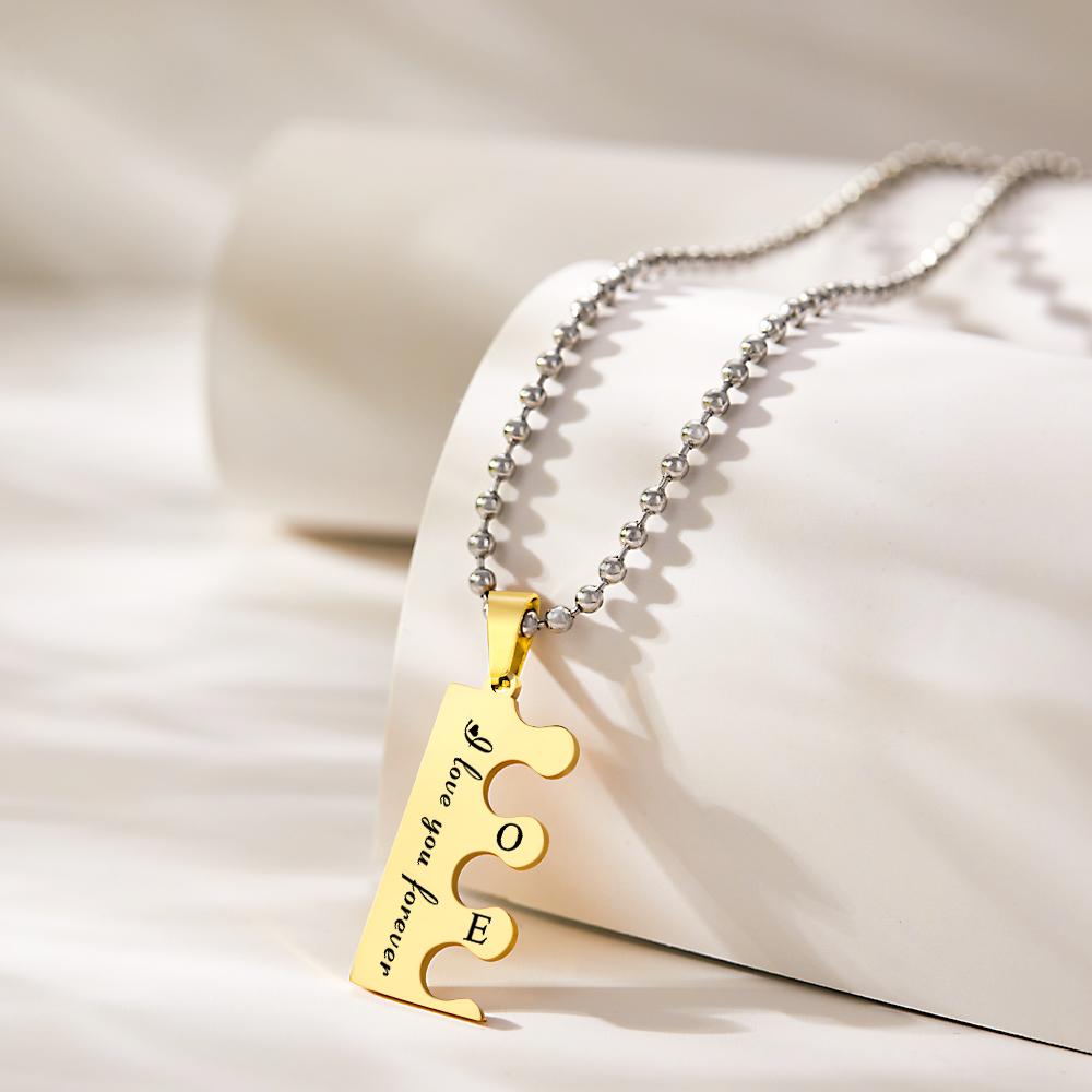 Personalized Couple Engraved Love Puzzle Pendant