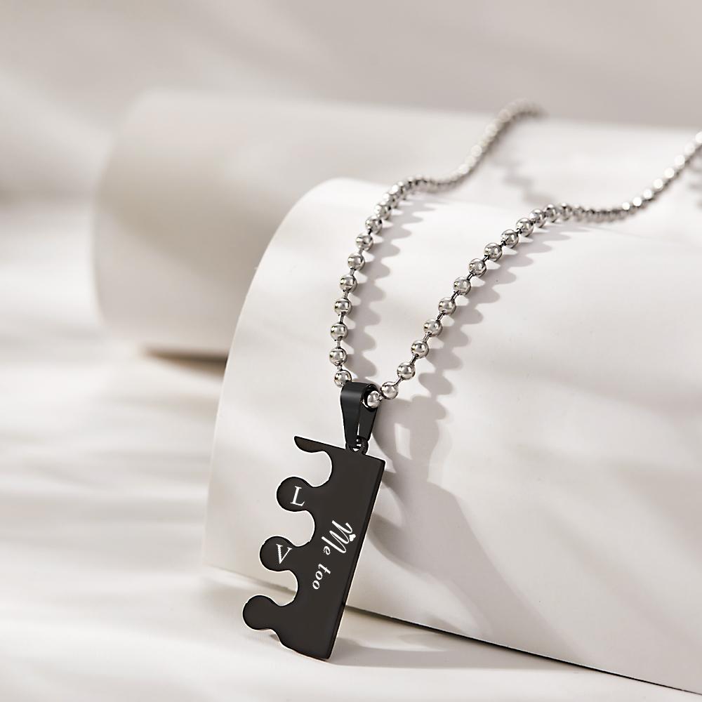 Personalized Couple Engraved Love Puzzle Pendant