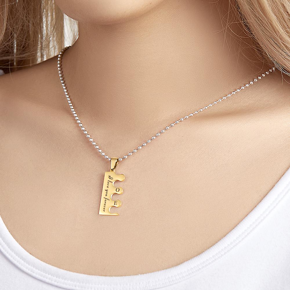 Personalized Couple Engraved Love Puzzle Pendant