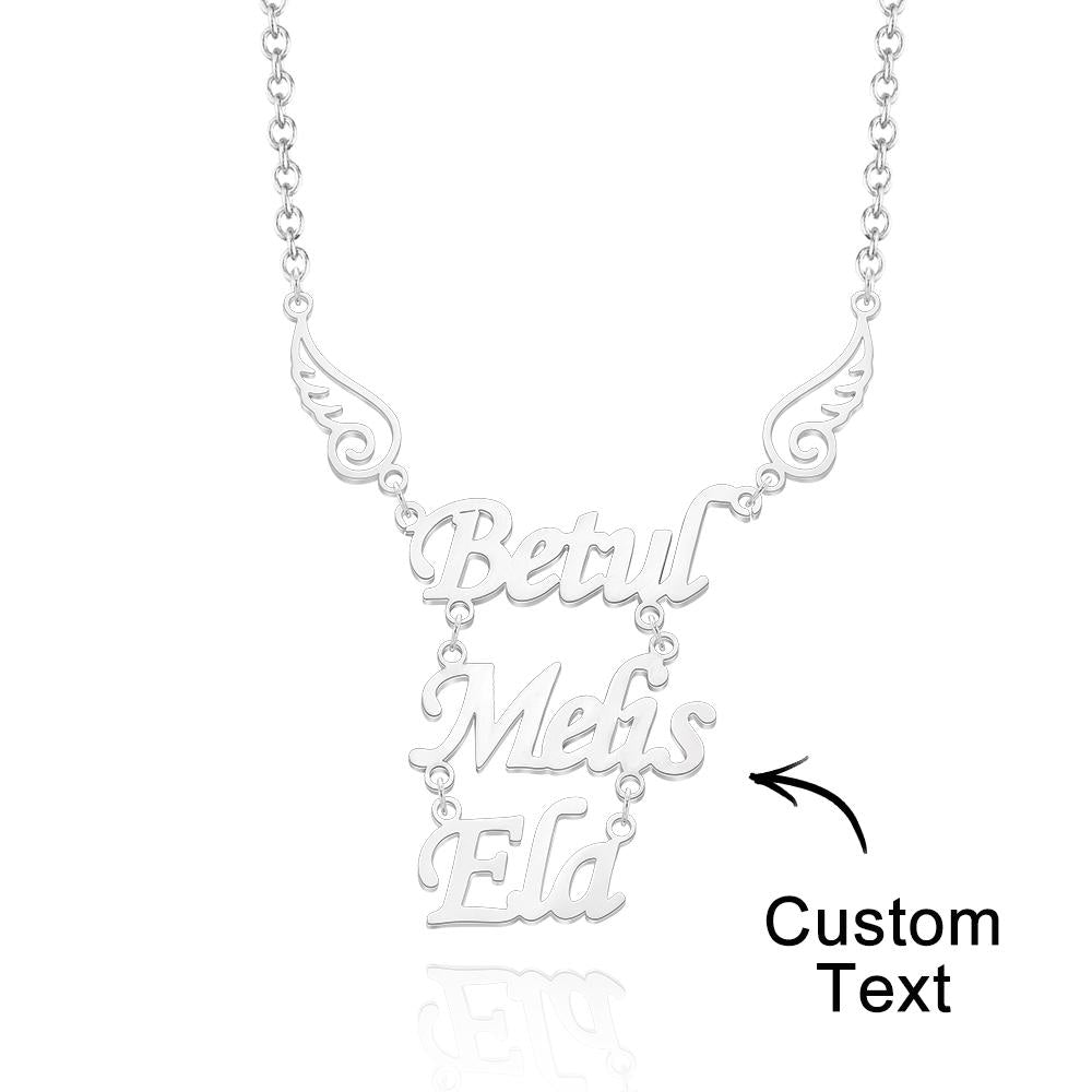 Personalized Memorial Name Necklace Angel Wings