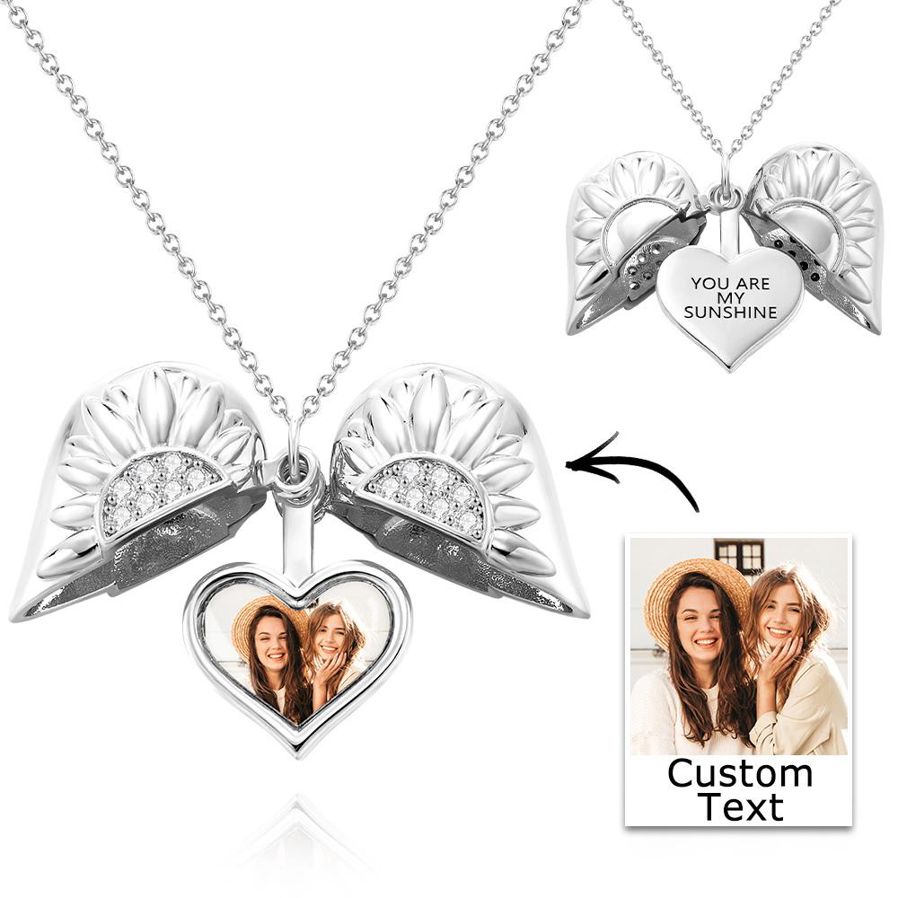 You Are My Sunshine - Personalized Photo Engraved Necklace Sunflower