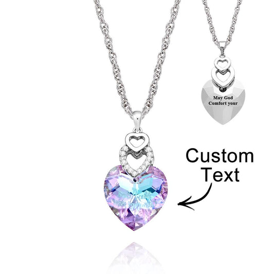Shinny Crystal - Personalized Heart Colorful Light Crystal Necklace