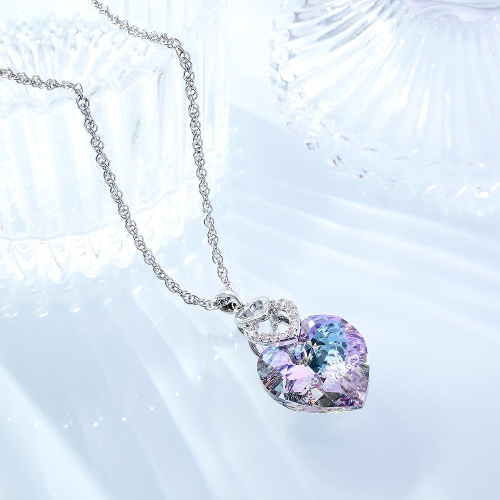 Shinny Crystal - Personalized Heart Colorful Light Crystal Necklace
