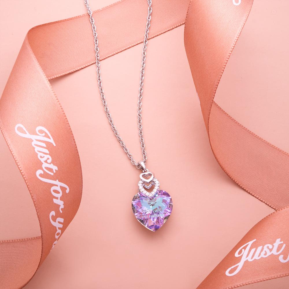 Shinny Crystal - Personalized Heart Colorful Light Crystal Necklace