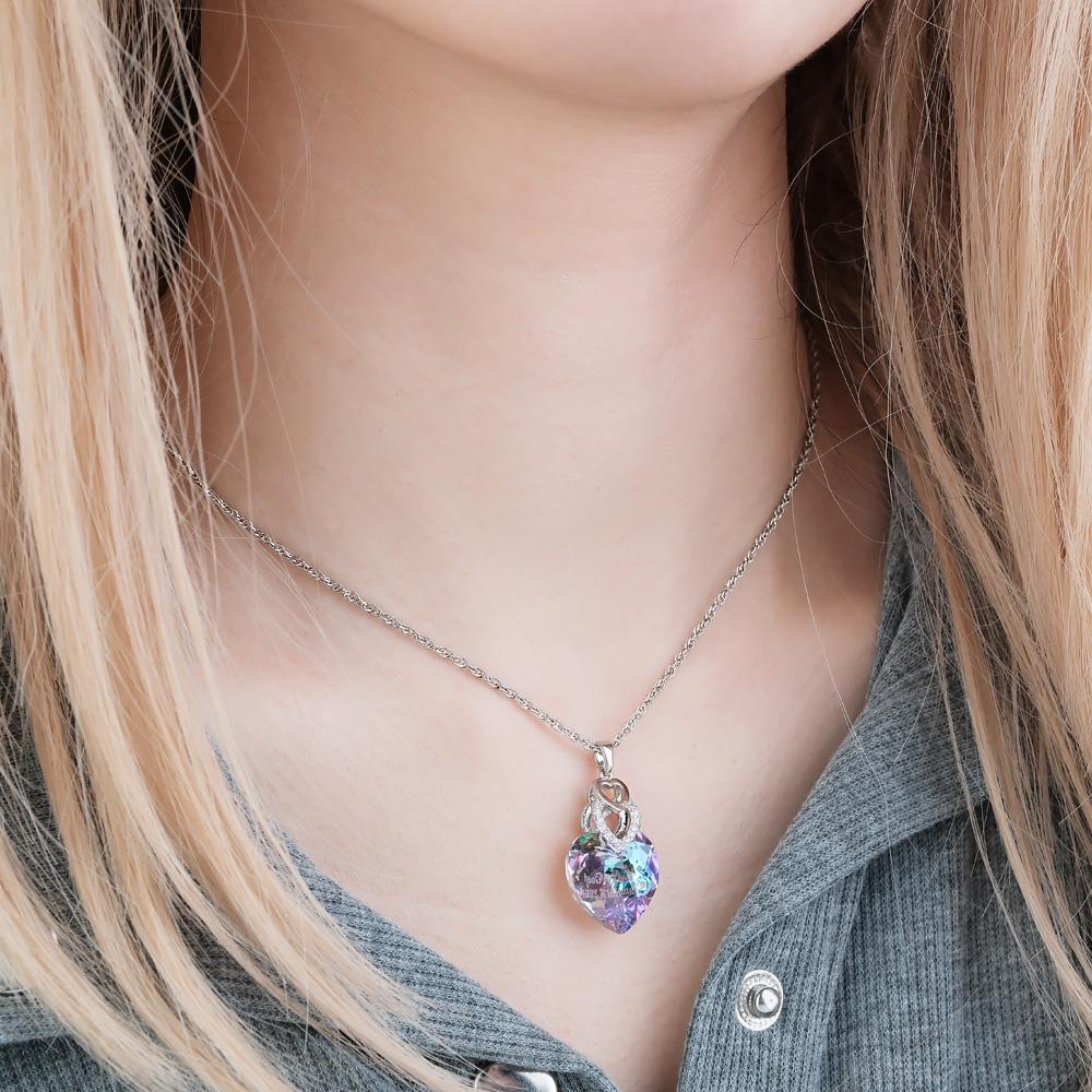 Shinny Crystal - Personalized Heart Colorful Light Crystal Necklace