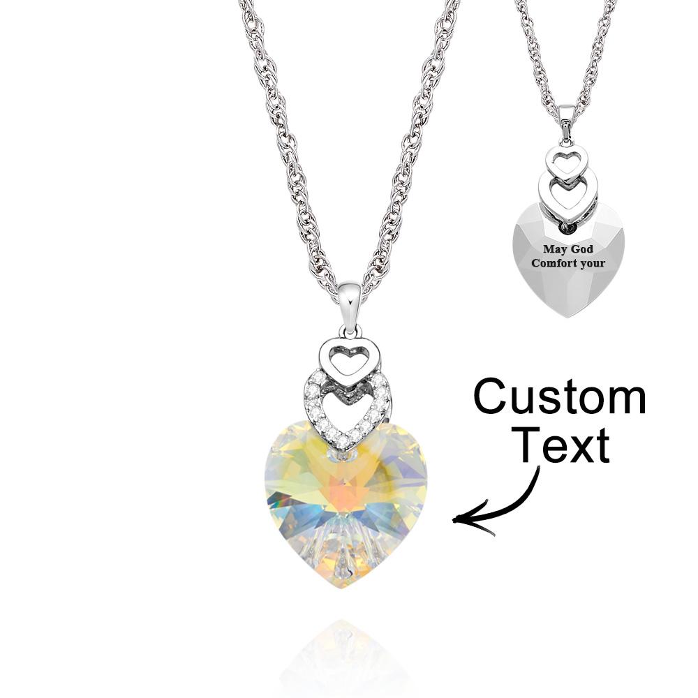 Shinny Crystal - Personalized Heart Colorful Light Crystal Necklace