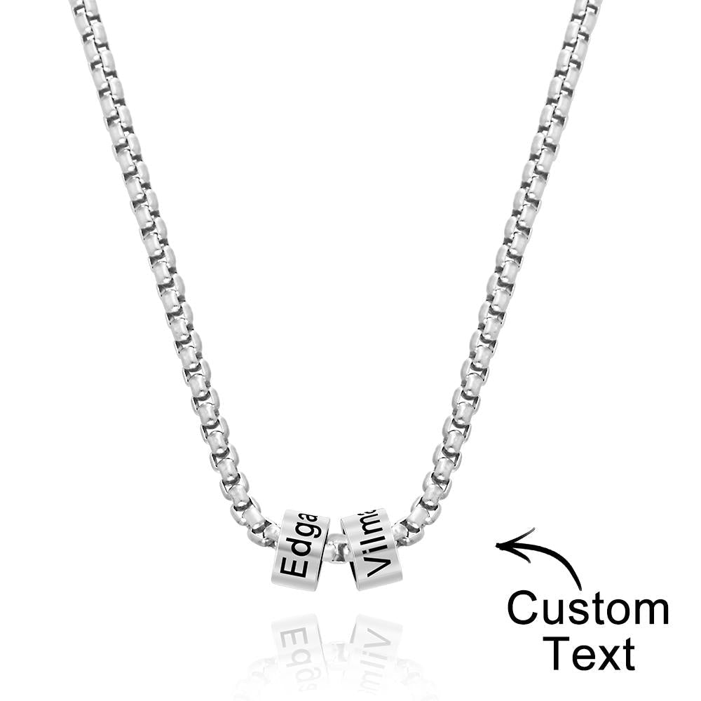 Personalized Bead Collarbone Chain Engraved Charm