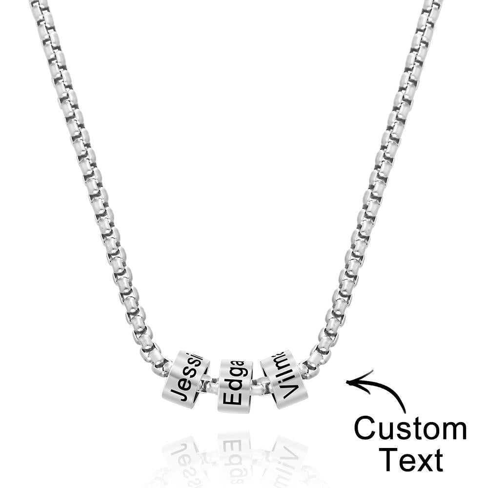 Personalized Bead Collarbone Chain Engraved Charm