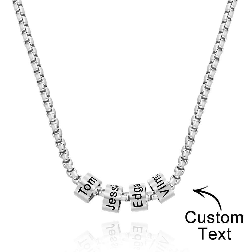 Personalized Bead Collarbone Chain Engraved Charm