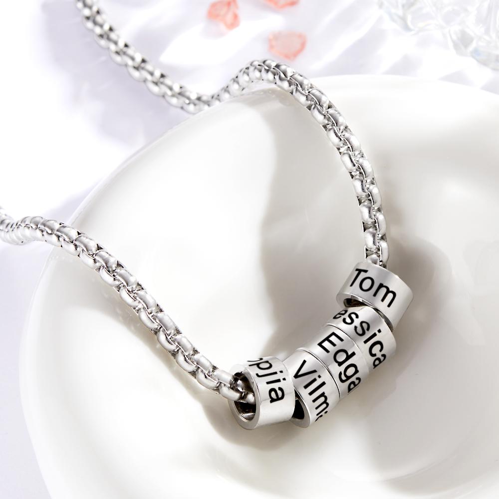 Personalized Bead Collarbone Chain Engraved Charm
