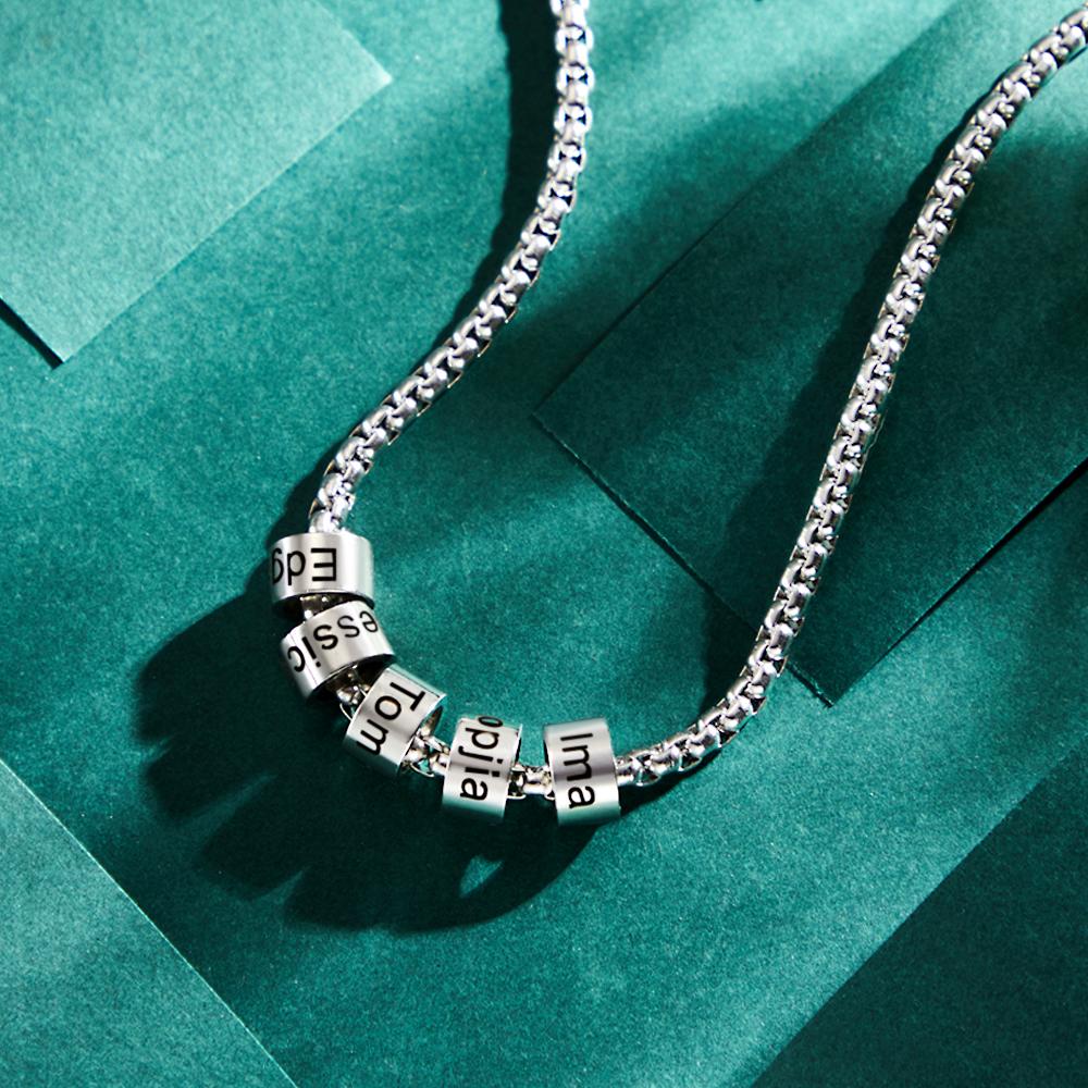 Personalized Bead Collarbone Chain Engraved Charm