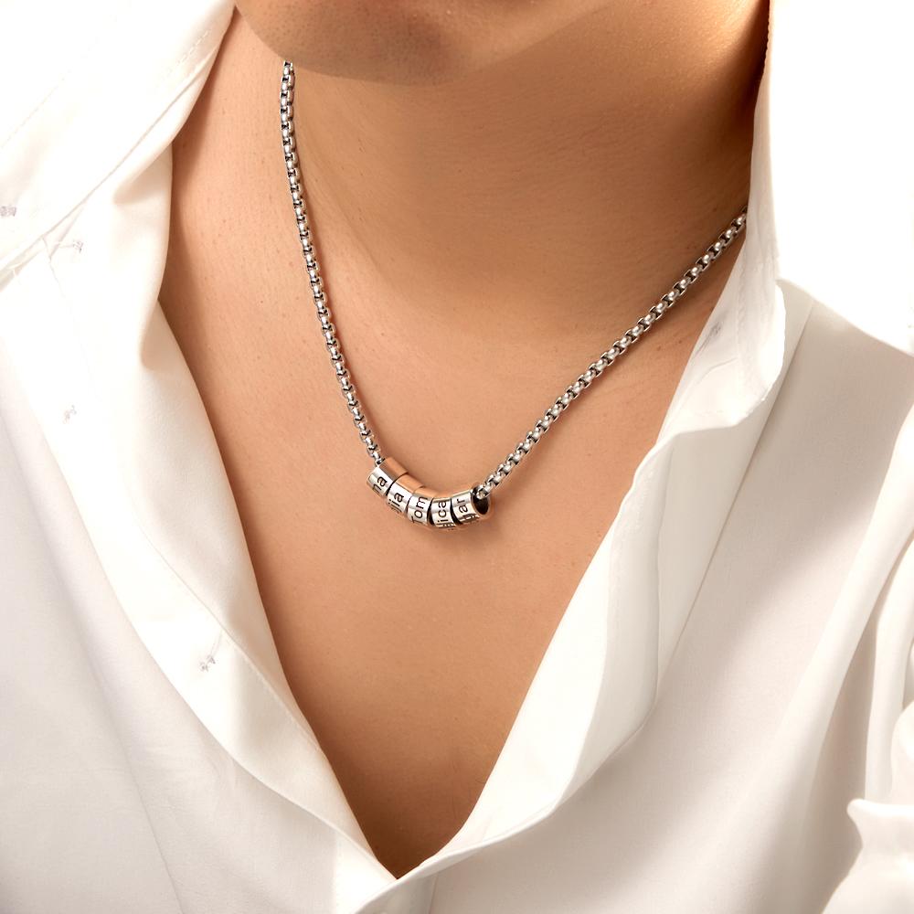 Personalized Bead Collarbone Chain Engraved Charm