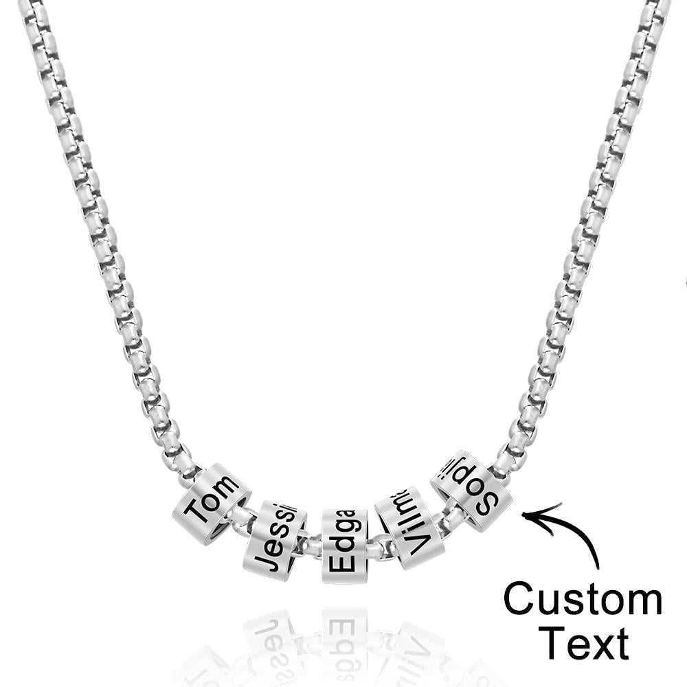 Personalized Bead Collarbone Chain Engraved Charm