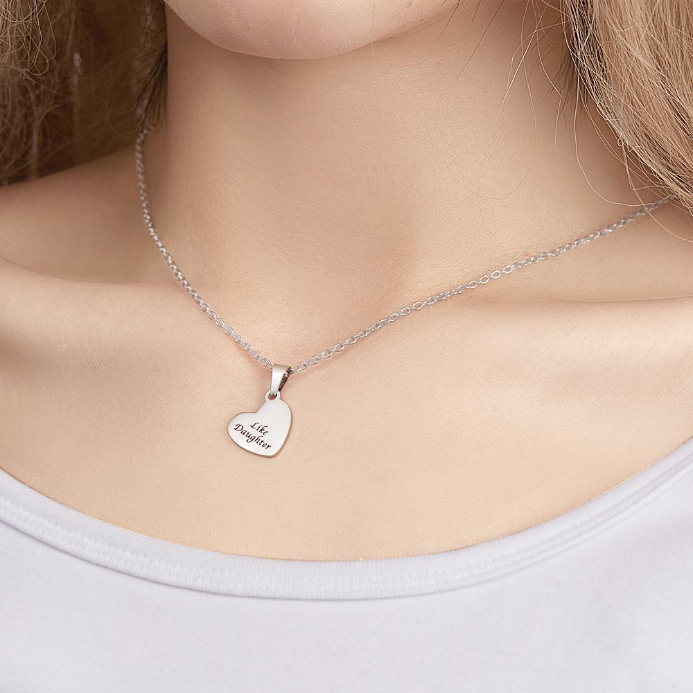 Personalized Engraved Elegant Heart Pendant Necklace
