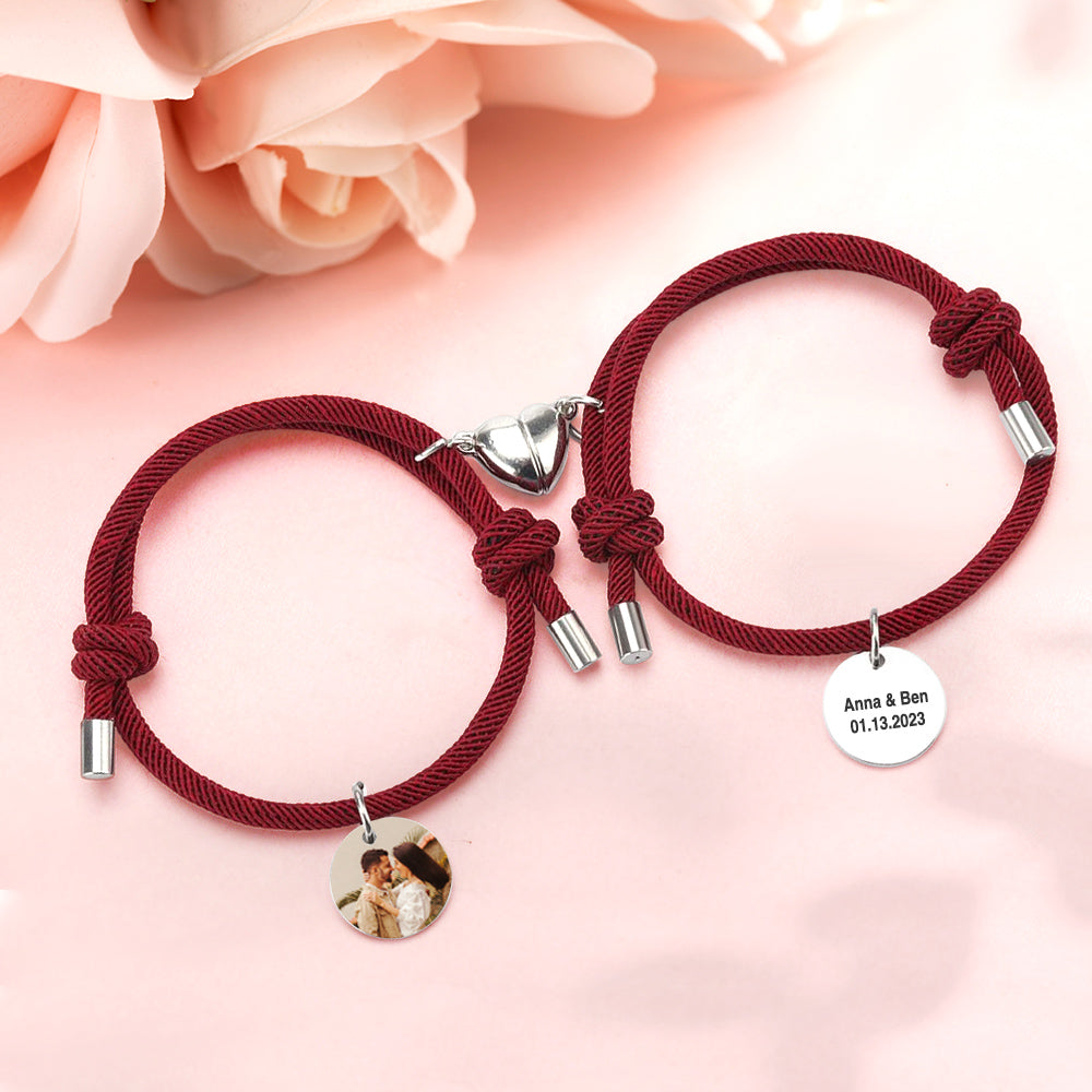 Matching Magnetic Heart - Personalized Couple Bracelet