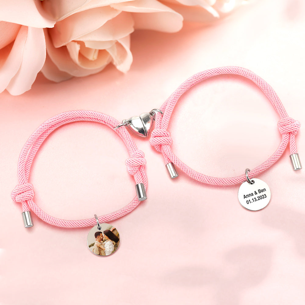 Matching Magnetic Heart - Personalized Couple Bracelet