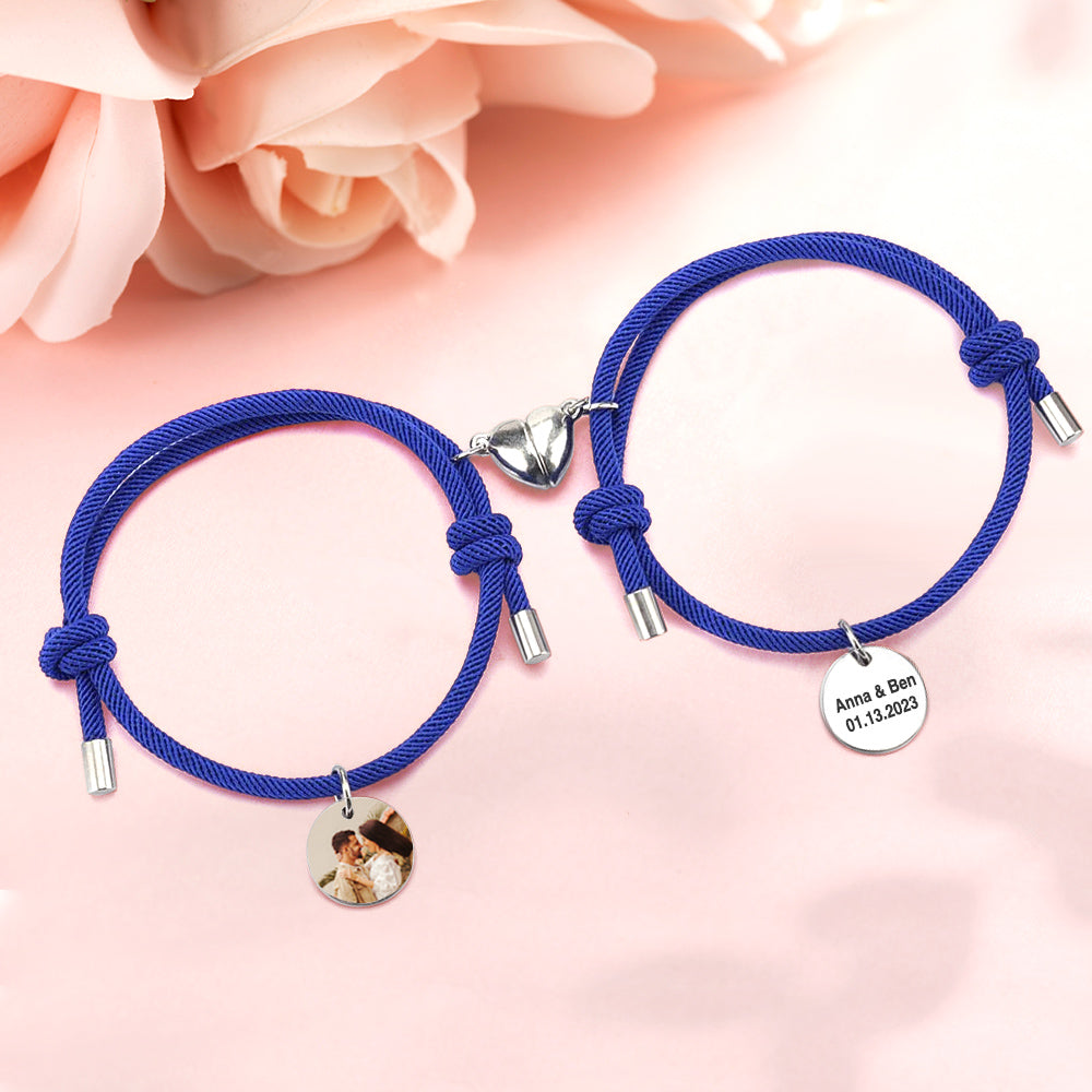 Matching Magnetic Heart - Personalized Couple Bracelet