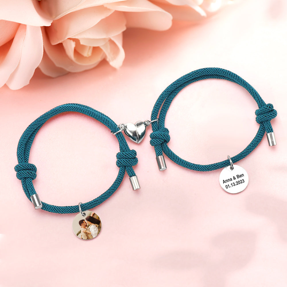 Matching Magnetic Heart - Personalized Couple Bracelet